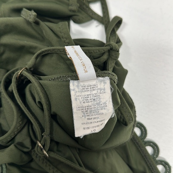 Becca Siren One Piece Swimsuit Bathing Suit Eyelet Boho Moss Green Size L Large - Picture 9 of 10